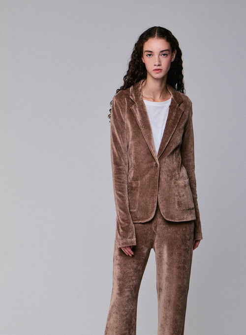 Beige Jacket Long Sleeve Jacket in Organic Cotton / Modal / Elastane - MAJESTIC FILATURES