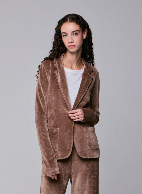 Beige Jacket Long Sleeve Jacket in Organic Cotton / Modal / Elastane - MAJESTIC FILATURES