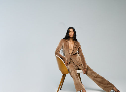 Beige Jacket Long Sleeve Jacket in Organic Cotton / Modal / Elastane - MAJESTIC FILATURES