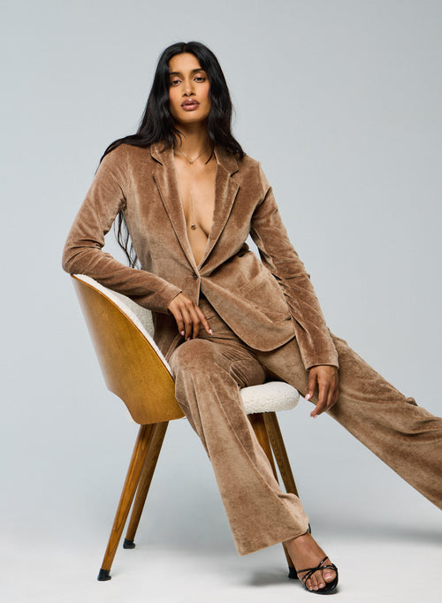 Beige Jacket Long Sleeve Jacket in Organic Cotton / Modal / Elastane - MAJESTIC FILATURES