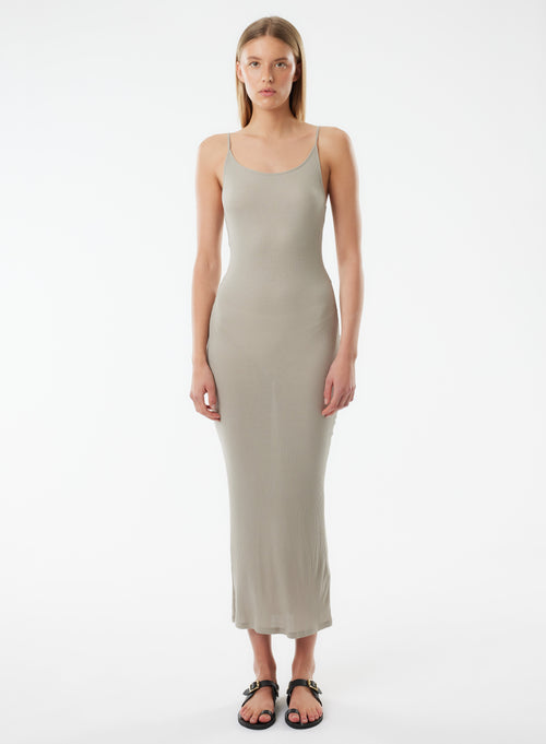 Beigefarbenes Kleid mit dünnen Trägern - MAJESTIC FILATURES