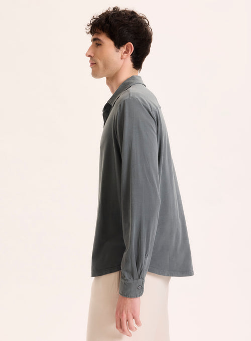 Grey Long Sleeve Organic Cotton Shirt - MAJESTIC FILATURES