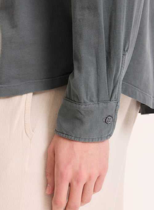 Grey Long Sleeve Organic Cotton Shirt - MAJESTIC FILATURES