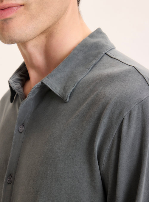 Grey Long Sleeve Organic Cotton Shirt - MAJESTIC FILATURES