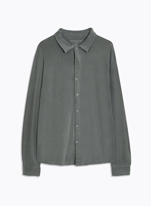 Grey Long Sleeve Organic Cotton Shirt - MAJESTIC FILATURES