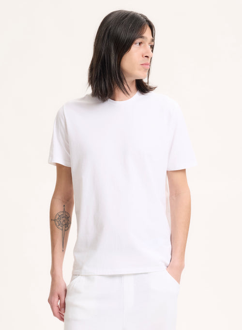White Harold short-sleeved round-neck T-shirt in organic cotton - MAJESTIC FILATURES
