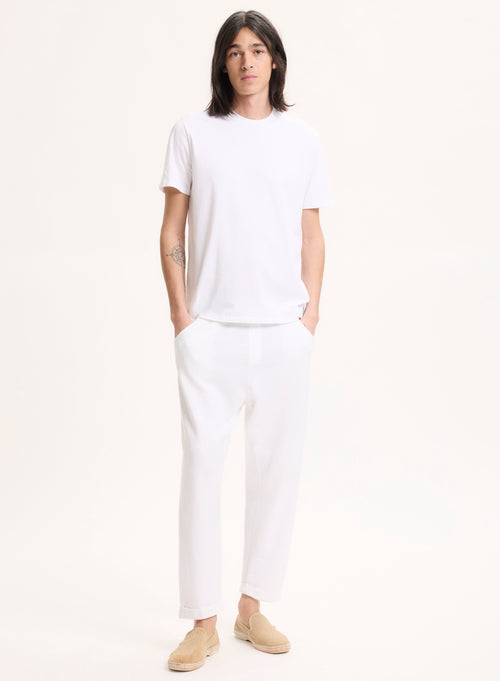 White Harold short-sleeved round-neck T-shirt in organic cotton - MAJESTIC FILATURES