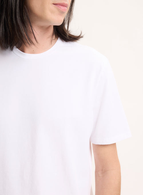 White Harold short-sleeved round-neck T-shirt in organic cotton - MAJESTIC FILATURES