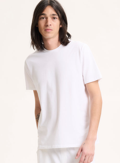 White Harold short-sleeved round-neck T-shirt in organic cotton - MAJESTIC FILATURES