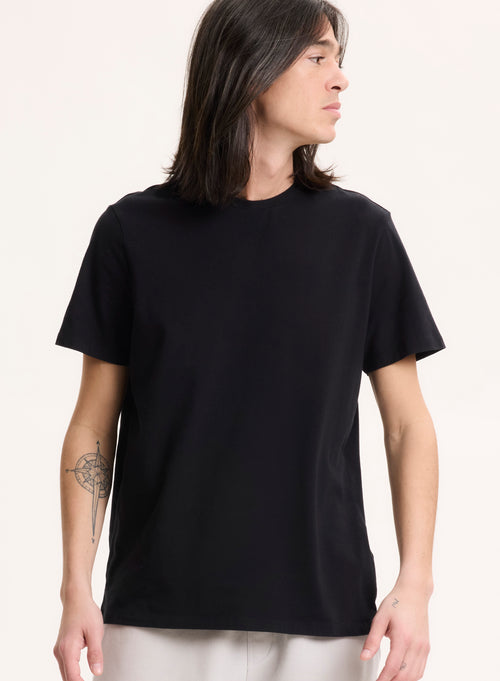 "Camiseta cuello redondo de manga corta de Algodón/ Elastano" - MAJESTIC FILATURES
