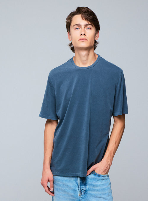 Grey Round Neck Short Sleeve T-shirt in Organic Cotton / Elastane - MAJESTIC FILATURES