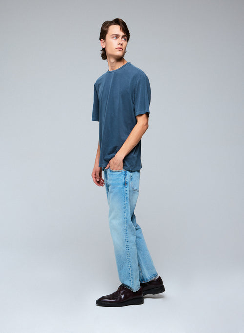 Grey Round Neck Short Sleeve T-shirt in Organic Cotton / Elastane - MAJESTIC FILATURES