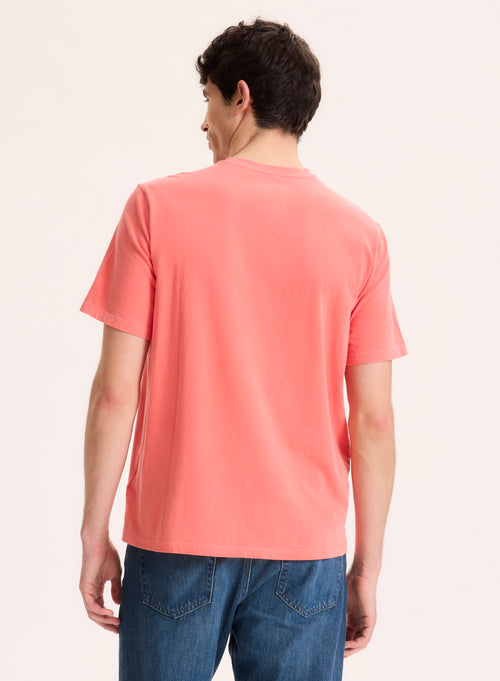 Camiseta naranja de manga corta y cuello redondo en algodón orgánico / elastano - MAJESTIC FILATURES