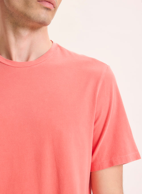 Camiseta naranja de manga corta y cuello redondo en algodón orgánico / elastano - MAJESTIC FILATURES