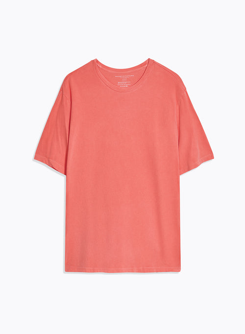 Camiseta naranja de manga corta y cuello redondo en algodón orgánico / elastano - MAJESTIC FILATURES