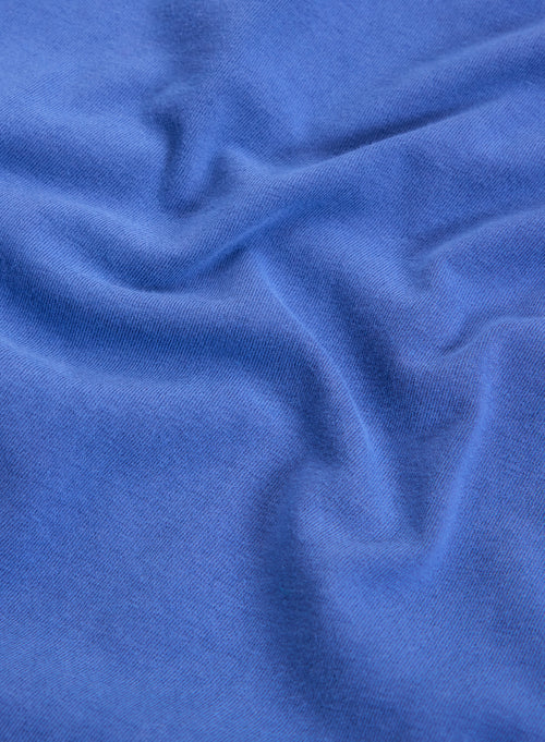 Blue long-sleeved round-neck tee shirt in organic cotton - MAJESTIC FILATURES
