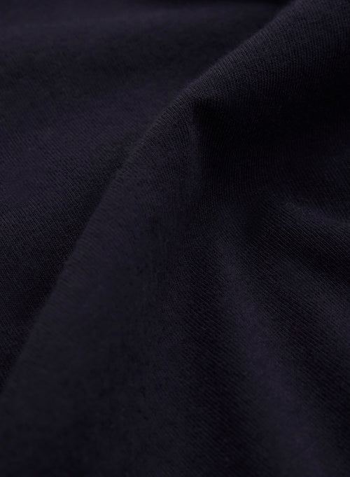 Marineblaues Kurzarm-T-Shirt mit V-Ausschnitt aus Bio-Baumwolle / Elasthan - MAJESTIC FILATURES