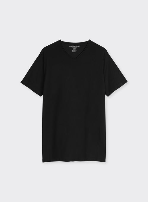 "T-Shirt mit V-Ausschnitt und kurzen Ärmeln aus Baumwolle / Elasthan" - MAJESTIC FILATURES
