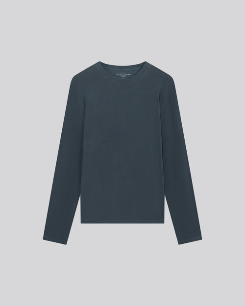 T-shirt Gris Col Rond Manches Longues en Coton organique / Elasthanne - MAJESTIC FILATURES
