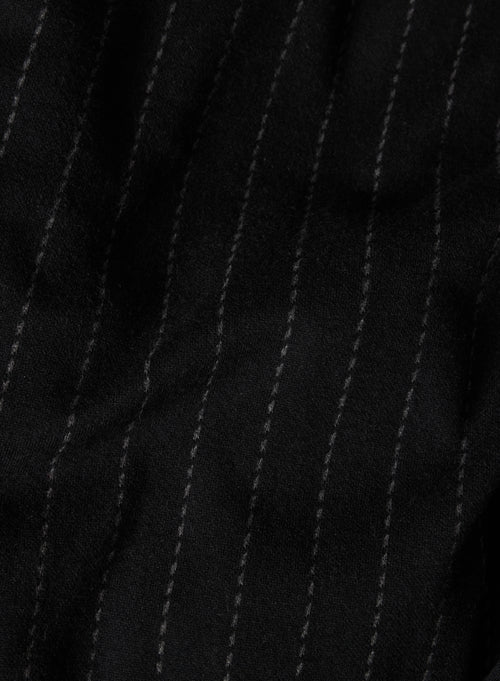 Manteau Noir Col Veste Manches Longues en Laine Mérinos et Coton - MAJESTIC FILATURES