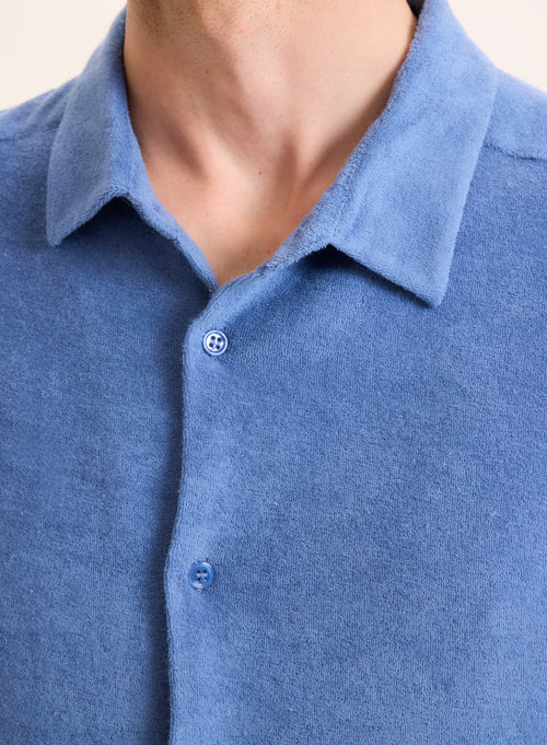 Chemise Bleu Col Chemise Manches Courtes en Coton organique / Modal - MAJESTIC FILATURES