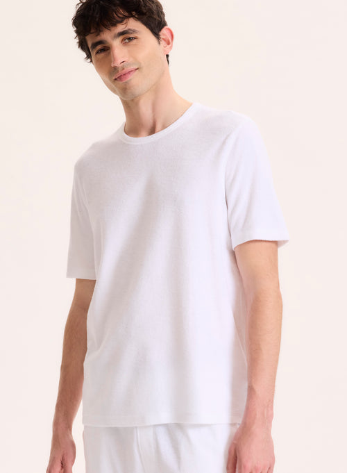Weißes Kurzarm-T-Shirt mit Rundhalsausschnitt aus Bio-Baumwolle / Modal - MAJESTIC FILATURES