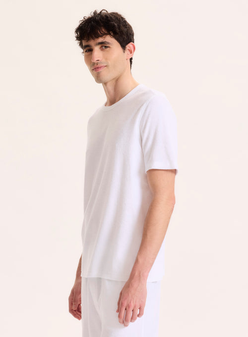 Weißes Kurzarm-T-Shirt mit Rundhalsausschnitt aus Bio-Baumwolle / Modal - MAJESTIC FILATURES
