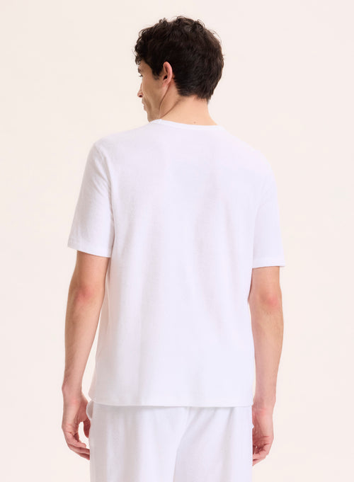 Weißes Kurzarm-T-Shirt mit Rundhalsausschnitt aus Bio-Baumwolle / Modal - MAJESTIC FILATURES