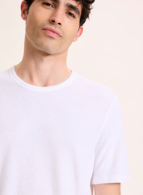 Weißes Kurzarm-T-Shirt mit Rundhalsausschnitt aus Bio-Baumwolle / Modal - MAJESTIC FILATURES