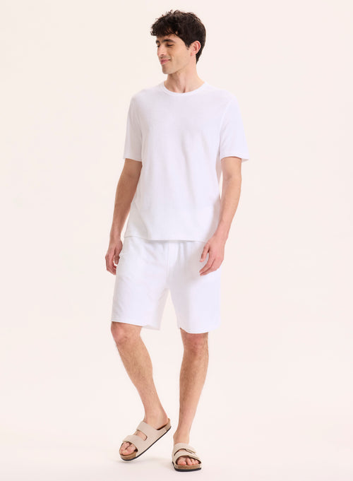 Weißes Kurzarm-T-Shirt mit Rundhalsausschnitt aus Bio-Baumwolle / Modal - MAJESTIC FILATURES