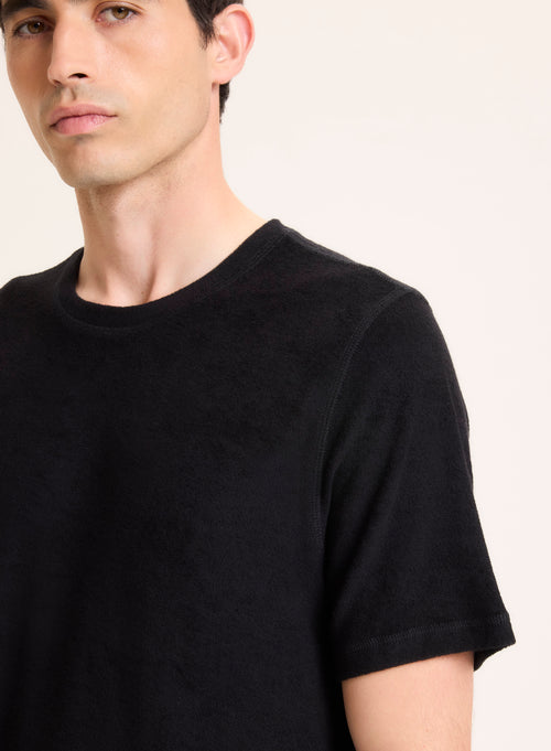 Tee shirt Noir Col Rond Manches Courtes en Coton organique / Modal - MAJESTIC FILATURES