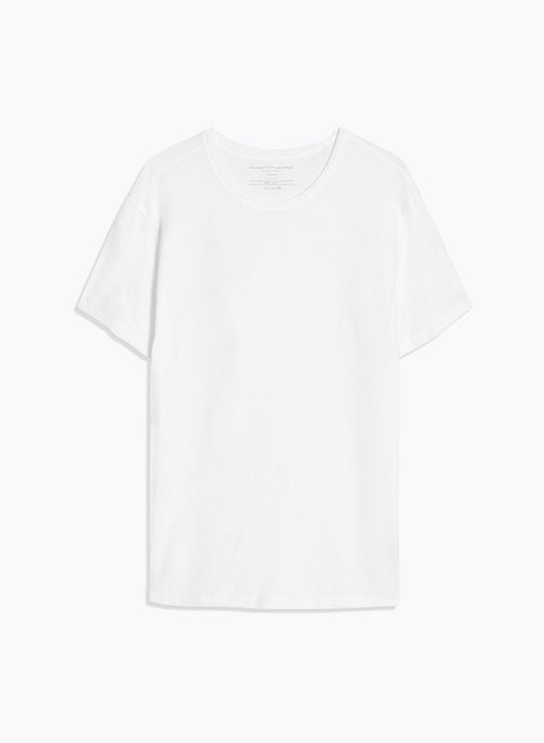 Weißes Kurzarm-T-Shirt mit Rundhalsausschnitt aus Bio-Baumwolle / Modal - MAJESTIC FILATURES