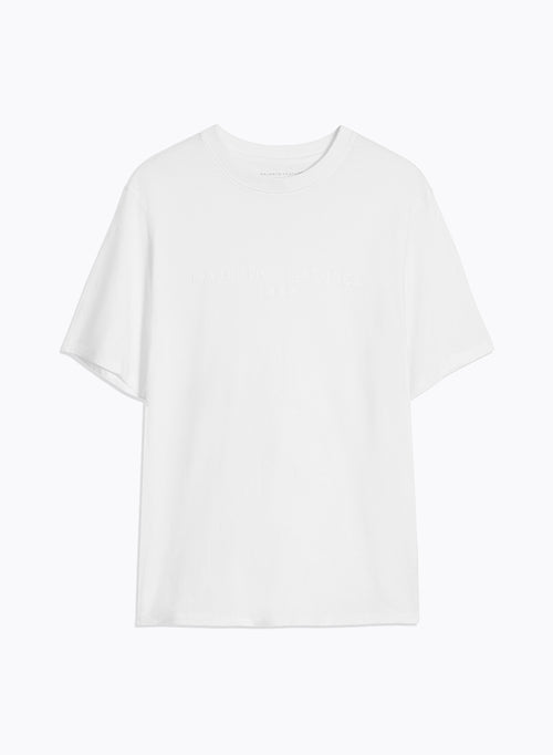 Weißes Kurzarm-T-Shirt mit Rundhalsausschnitt aus Bio-Baumwolle / recycelter© Baumwolle - MAJESTIC FILATURES