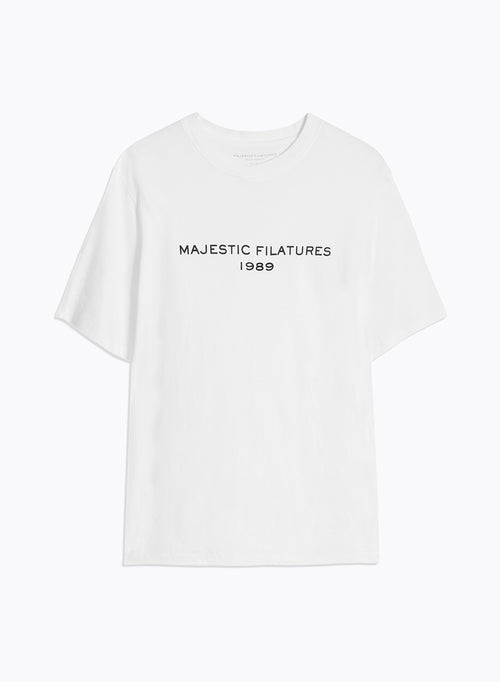 Weißes T-Shirt mit Rundhalsausschnitt und kurzen Ärmeln aus organischer Baumwolle / recycelter Baumwolle - MAJESTIC FILATURES