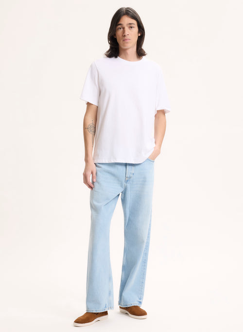 T-shirt Blanc Col Rond Manches Courtes en Coton organique / Coton recyclé - MAJESTIC FILATURES