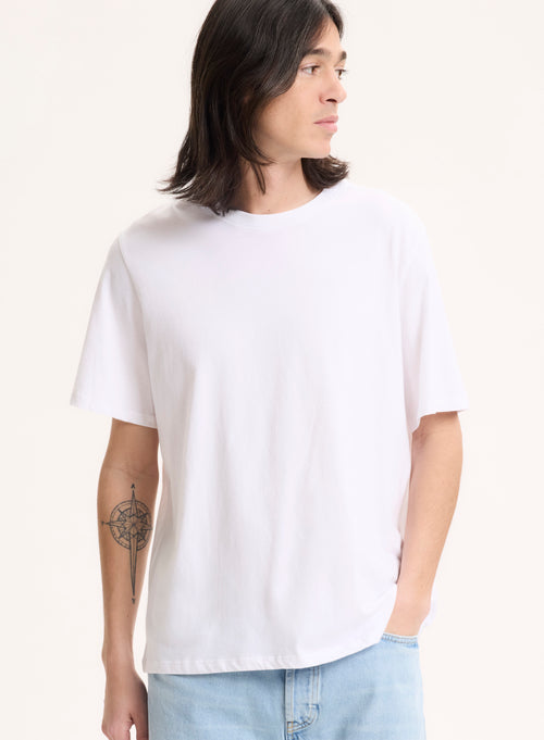 T-shirt Blanc Col Rond Manches Courtes en Coton organique / Coton recyclé - MAJESTIC FILATURES