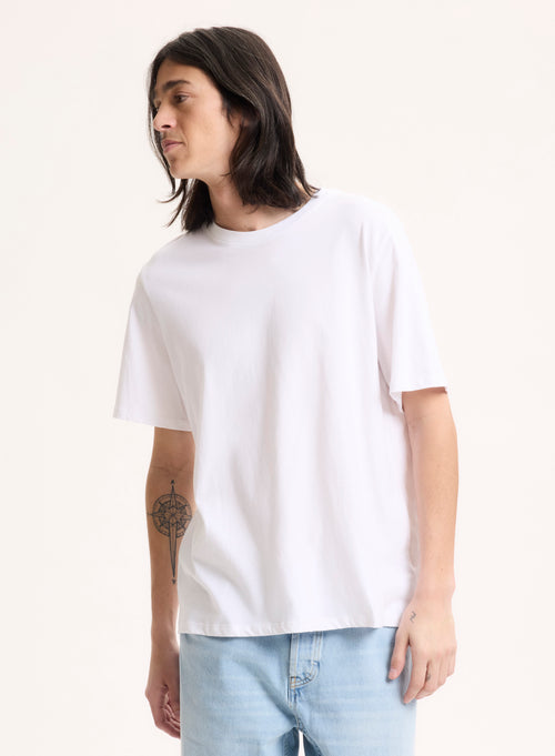 T-shirt Blanc Col Rond Manches Courtes en Coton organique / Coton recyclé - MAJESTIC FILATURES