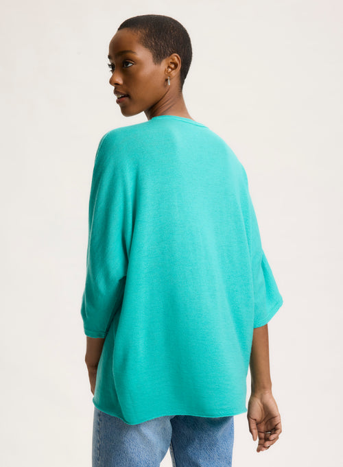 Green round-neck tee-shirt with elbow sleeves - MAJESTIC FILATURES