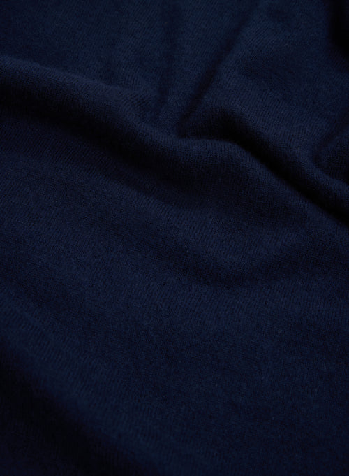 Marine Polo-Shirt mit Kragen und langen Ärmeln aus 100% Kaschmir - MAJESTIC FILATURES