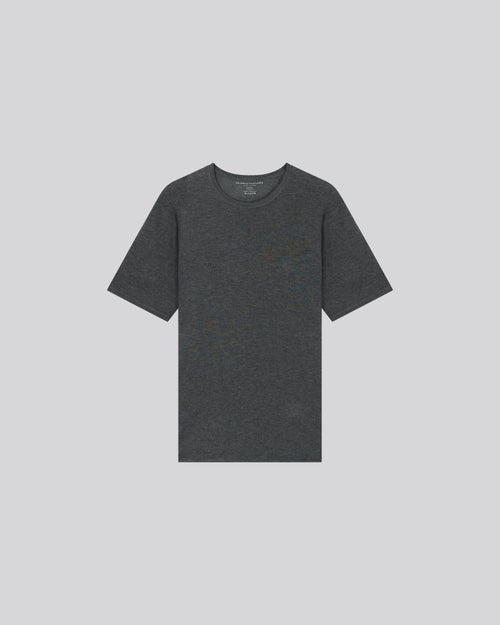 Camiseta de cachemir gris de manga corta con cuello redondo - MAJESTIC FILATURES