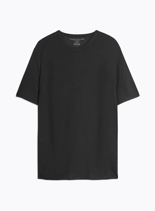 Camiseta Negra Cuello Redondo Manga Corta en 100% Cachemira - MAJESTIC FILATURES