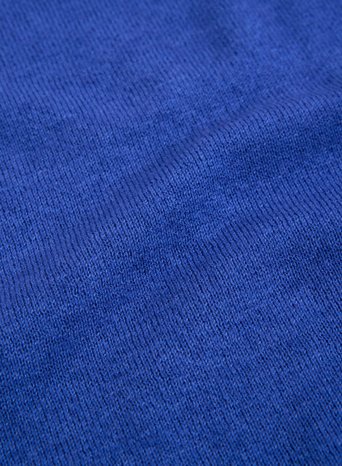 Blaues langärmeliges Kaschmir-T-Shirt mit Rundhalsausschnitt - MAJESTIC FILATURES