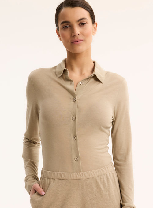 Hemd Beige Langarm - MAJESTIC FILATURES