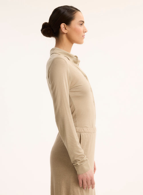 Hemd Beige Langarm - MAJESTIC FILATURES