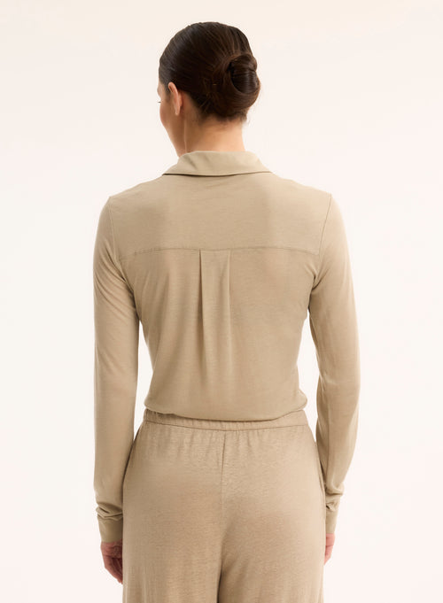 Hemd Beige Langarm - MAJESTIC FILATURES