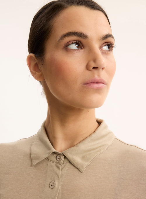 Hemd Beige Langarm - MAJESTIC FILATURES