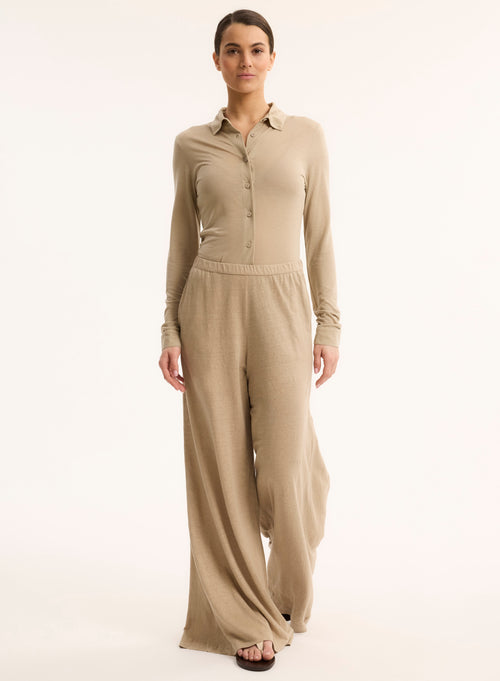 Hemd Beige Langarm - MAJESTIC FILATURES