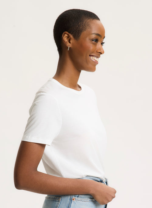 T-shirt Milk Manches Courtes Col Rond en Lyocell, Tencel et Coton - MAJESTIC FILATURES