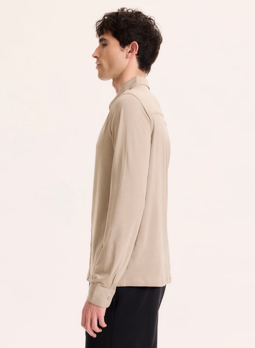 Chemise Beige Col Chemise Manches Longues en Lyocell / Tencel / Coton organique - MAJESTIC FILATURES