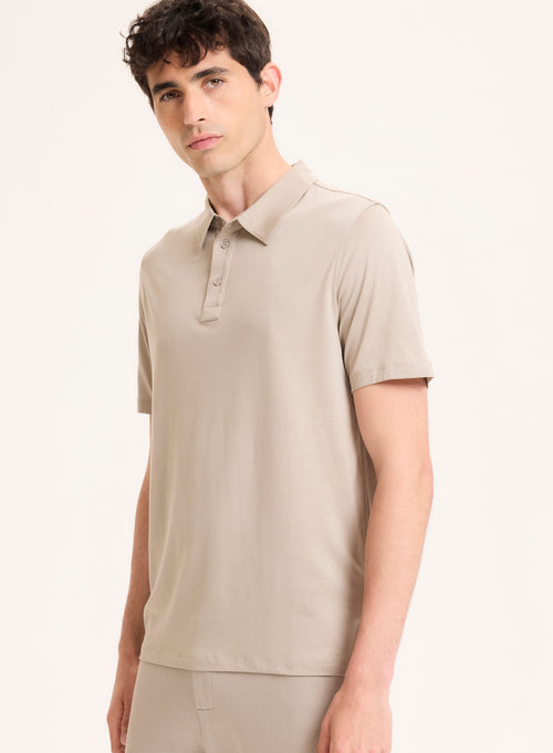 Polo gris Polo de manga corta en Lyocell / Tencel / Algodón orgánico - MAJESTIC FILATURES